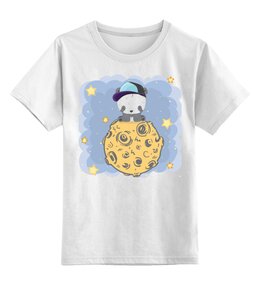 Заказать детскую футболку в Москве. Детская футболка классическая унисекс Панда на луне от queen  - готовые дизайны и нанесение принтов.