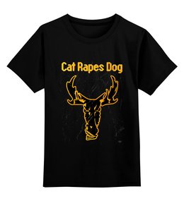 Заказать детскую футболку в Москве. Детская футболка классическая унисекс Cat Rapes Dog от OEX design - готовые дизайны и нанесение принтов.