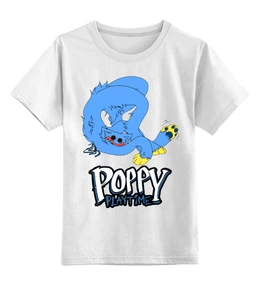 Заказать детскую футболку в Москве. Детская футболка классическая унисекс Poppy Playtime - Хагги Вагги узлом от weeert - готовые дизайны и нанесение принтов.