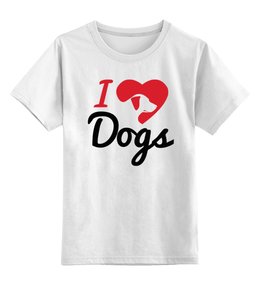 Заказать детскую футболку в Москве. Детская футболка классическая унисекс Я люблю Собак от trugift - готовые дизайны и нанесение принтов.