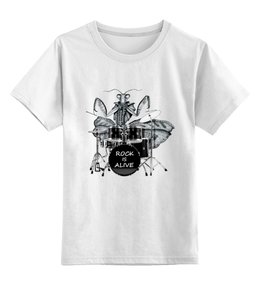 Заказать детскую футболку в Москве. Детская футболка классическая унисекс Богомол-барабанщик от Don Bu - готовые дизайны и нанесение принтов.