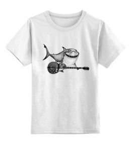 Заказать детскую футболку в Москве. Детская футболка классическая унисекс Акулёныш-гитарёныш от Don Bu - готовые дизайны и нанесение принтов.
