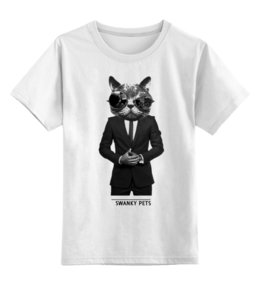 Заказать детскую футболку в Москве. Детская футболка классическая унисекс Монохромный кот от DesertHawk - готовые дизайны и нанесение принтов.