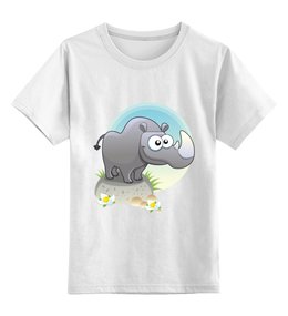 Заказать детскую футболку в Москве. Детская футболка классическая унисекс Носорог от BeliySlon - готовые дизайны и нанесение принтов.