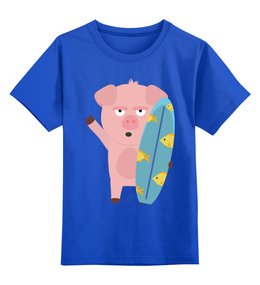Заказать детскую футболку в Москве. Детская футболка классическая унисекс Поросёнок-сёрфер от Romanova - готовые дизайны и нанесение принтов.
