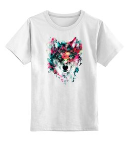 Заказать детскую футболку в Москве. Детская футболка классическая унисекс Волк (абстракция) от printik - готовые дизайны и нанесение принтов.