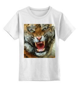 Заказать детскую футболку в Москве. Детская футболка классическая унисекс Polygon tiger от scoopysmith - готовые дизайны и нанесение принтов.