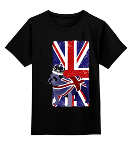 Заказать детскую футболку в Москве. Детская футболка классическая унисекс UK English Bulldog & Union Jack Flag от pangeaaffair - готовые дизайны и нанесение принтов.