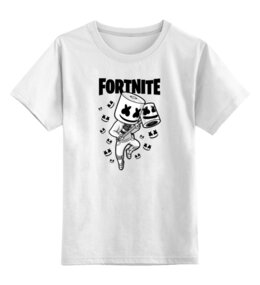 Заказать детскую футболку в Москве. Детская футболка классическая унисекс Fortnite, Marshmello от geekbox - готовые дизайны и нанесение принтов.