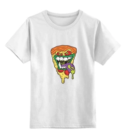 Заказать детскую футболку в Москве. Детская футболка классическая унисекс Крейзи пицца от Franka  - готовые дизайны и нанесение принтов.