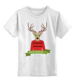Заказать детскую футболку в Москве. Детская футболка классическая унисекс Christmas Deer от Илья Щеблецов - готовые дизайны и нанесение принтов.