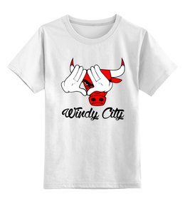 Заказать детскую футболку в Москве. Детская футболка классическая унисекс Бык (Чикаго Буллз) от trugift - готовые дизайны и нанесение принтов.
