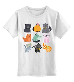 Заказать детскую футболку в Москве. Детская футболка классическая унисекс Цветные кошки от Yaroslava - готовые дизайны и нанесение принтов.