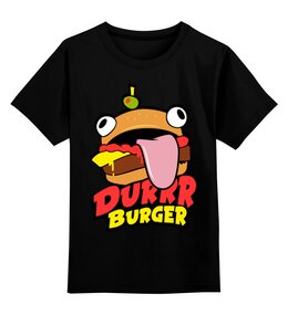 Заказать детскую футболку в Москве. Детская футболка классическая унисекс Fortnite Durrr Burger от geekbox - готовые дизайны и нанесение принтов.