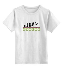 Заказать детскую футболку в Москве. Детская футболка классическая унисекс Йога (Эволюция) от trugift - готовые дизайны и нанесение принтов.