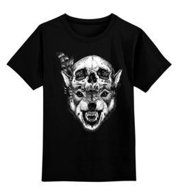 Заказать детскую футболку в Москве. Детская футболка классическая унисекс Wolf & Skull от Leichenwagen - готовые дизайны и нанесение принтов.