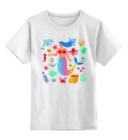 Заказать детскую футболку в Москве. Детская футболка классическая унисекс Русалка от balden - готовые дизайны и нанесение принтов.
