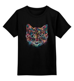 Заказать детскую футболку в Москве. Детская футболка классическая унисекс Пёстрый кот от ISliM - готовые дизайны и нанесение принтов.