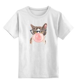 Заказать детскую футболку в Москве. Детская футболка классическая унисекс Забавная кошка от catification - готовые дизайны и нанесение принтов.
