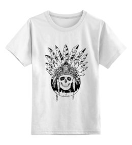 Заказать детскую футболку в Москве. Детская футболка классическая унисекс Череп индейца от mosya - готовые дизайны и нанесение принтов.