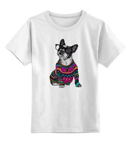 Заказать детскую футболку в Москве. Детская футболка классическая унисекс Собака Хипстер от printik - готовые дизайны и нанесение принтов.
