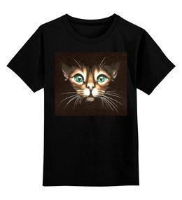 Заказать детскую футболку в Москве. Детская футболка классическая унисекс кошка с зелеными глазами от Kris Leov - готовые дизайны и нанесение принтов.