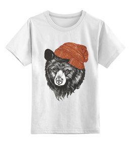 Заказать детскую футболку в Москве. Детская футболка классическая унисекс Медведь в шапке от Илья Щеблецов - готовые дизайны и нанесение принтов.