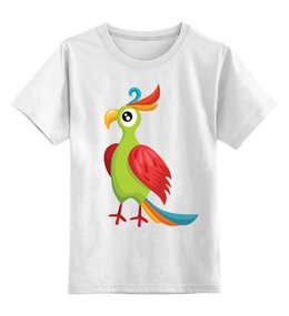 Заказать детскую футболку в Москве. Детская футболка классическая унисекс Попугай от Zamula - готовые дизайны и нанесение принтов.