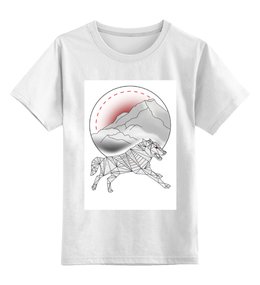 Заказать детскую футболку в Москве. Детская футболка классическая унисекс Бегущий волк от VeronikaS - готовые дизайны и нанесение принтов.