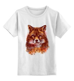 Заказать детскую футболку в Москве. Детская футболка классическая унисекс Осенняя лисица от ISliM - готовые дизайны и нанесение принтов.