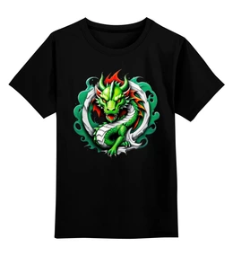 Заказать детскую футболку в Москве. Детская футболка классическая унисекс Зеленый дракон от Neuro Digital Art  - готовые дизайны и нанесение принтов.