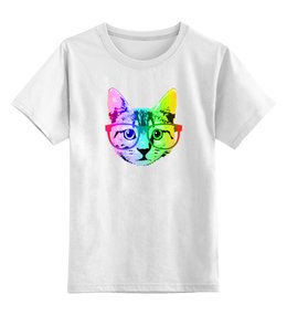 Заказать детскую футболку в Москве. Детская футболка классическая унисекс Радужный кот от printik - готовые дизайны и нанесение принтов.