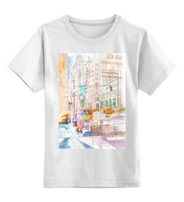 Заказать детскую футболку в Москве. Детская футболка классическая унисекс Отражение в стеклах Нью Йорка II от artoutloop - готовые дизайны и нанесение принтов.
