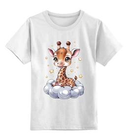 Заказать детскую футболку в Москве. Детская футболка классическая унисекс Жираф на облаке от Сергей  - готовые дизайны и нанесение принтов.
