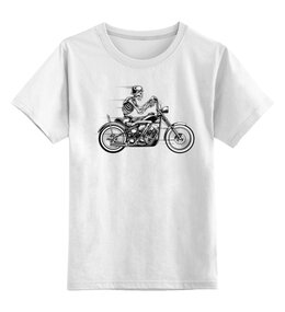 Заказать детскую футболку в Москве. Детская футболка классическая унисекс Skull Motorcycle от balden - готовые дизайны и нанесение принтов.