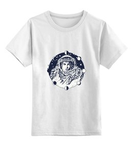Заказать детскую футболку в Москве. Детская футболка классическая унисекс День космонавтики. Луна от Отрисовка Векторная - готовые дизайны и нанесение принтов.