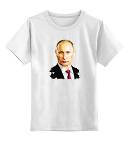 Заказать детскую футболку в Москве. Детская футболка классическая унисекс Владимир Путин от printik - готовые дизайны и нанесение принтов.