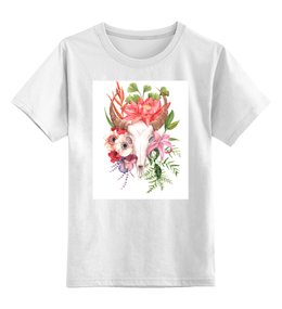 Заказать детскую футболку в Москве. Детская футболка классическая унисекс Flower skull от Анна Терешина - готовые дизайны и нанесение принтов.