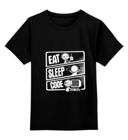 Заказать детскую футболку в Москве. Детская футболка классическая унисекс Eat, Sleep, Code от nyaha.a.s - готовые дизайны и нанесение принтов.