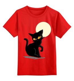 Заказать детскую футболку в Москве. Детская футболка классическая унисекс Чёрный котик от Zamula - готовые дизайны и нанесение принтов.