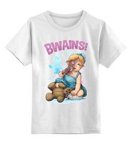 Заказать детскую футболку в Москве. Детская футболка классическая унисекс BWAINS! от alferxv - готовые дизайны и нанесение принтов.