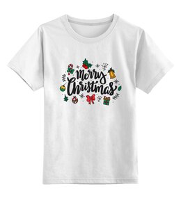 Заказать детскую футболку в Москве. Детская футболка классическая унисекс Merry Christmas от balden - готовые дизайны и нанесение принтов.