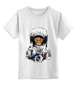 Заказать детскую футболку в Москве. Детская футболка классическая унисекс Обезьяна космонавт от denis01001 - готовые дизайны и нанесение принтов.
