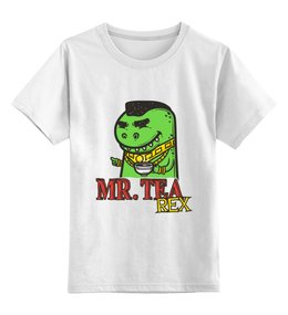 Заказать детскую футболку в Москве. Детская футболка классическая унисекс Mr. Tea Rex от hideo_kojima - готовые дизайны и нанесение принтов.