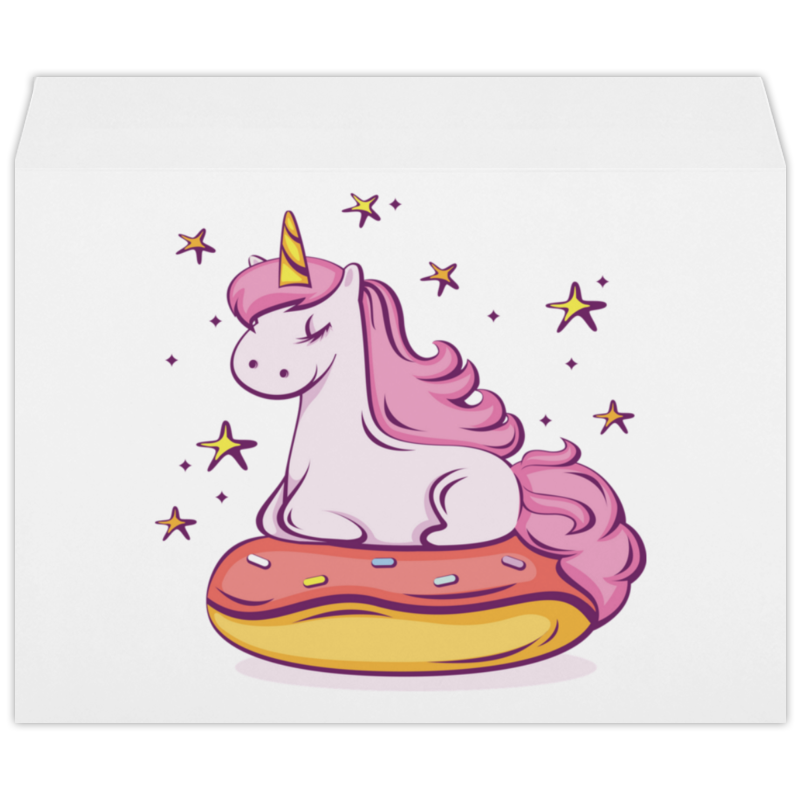 printio футболка оверсайз unicorn donut Printio Конверт большой С4 Unicorn donut