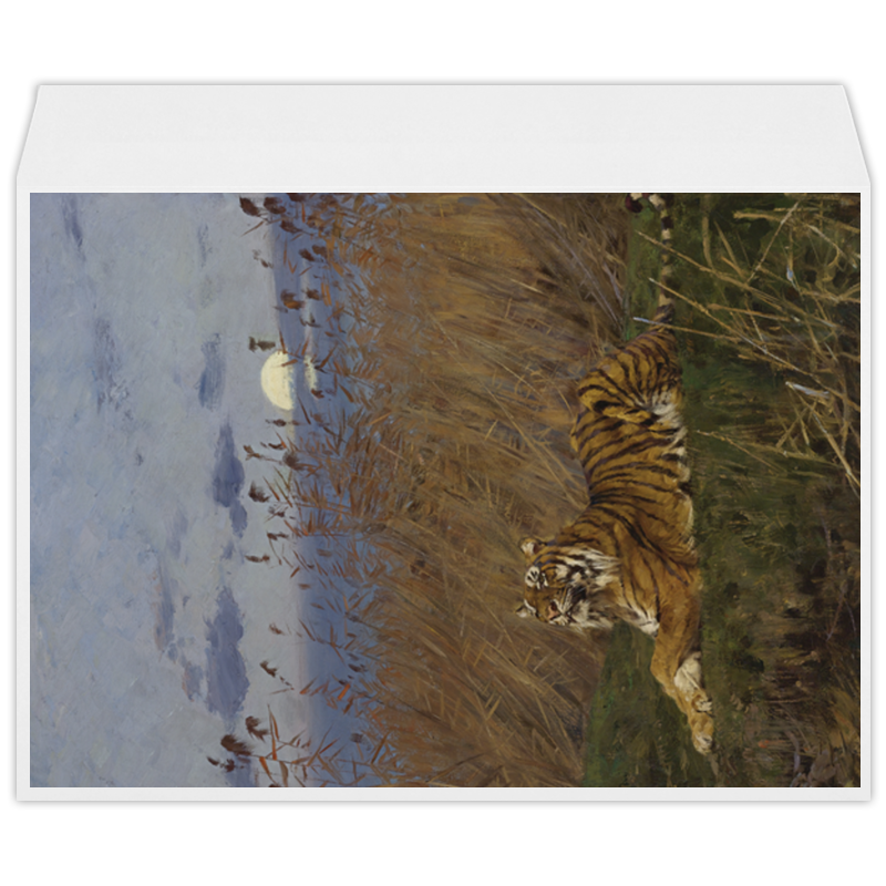 Printio Конверт большой С4 Тигр среди камышей в лунном свете (вастаж геза) фото