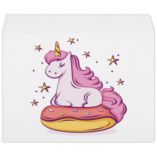 Заказать конверт в Москве. Конверт большой С4 Unicorn Donut от Jimmy Flash - готовые дизайны и нанесение принтов.