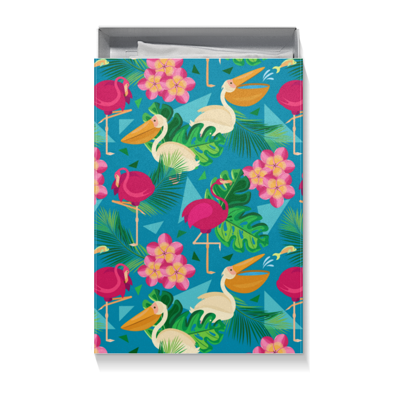 Printio Коробка для футболок Фламинго и пеликаны в геометрических тропиках printio зонт трость с деревянной ручкой фламинго и пеликаны в геометрических тропиках