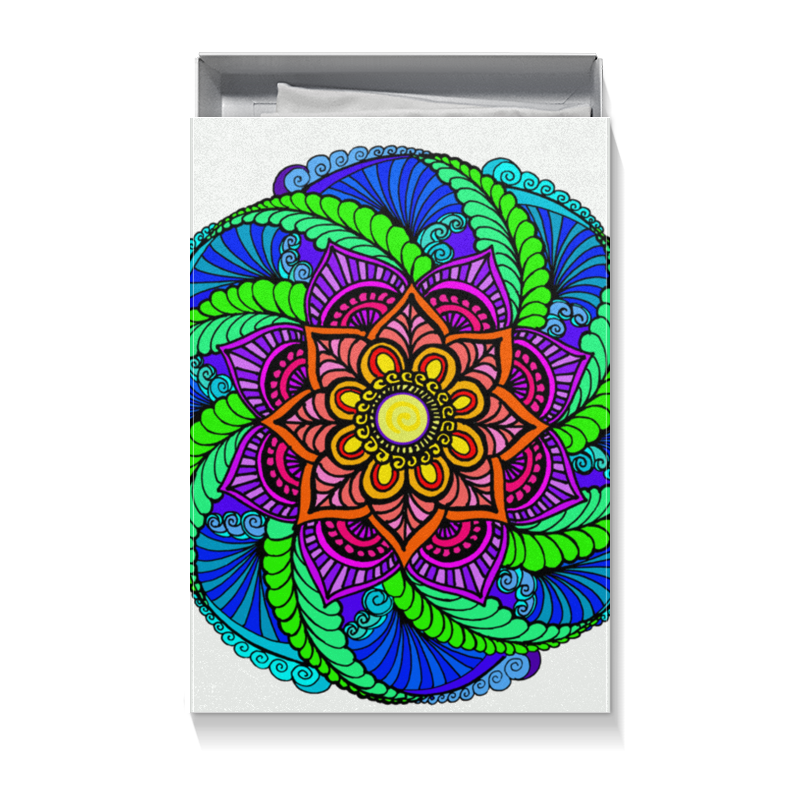 Printio Коробка для футболок Разноцветная мандала (подарочная упаковка) printio коврик для мышки круглый мандала цветок в стиле мехенди