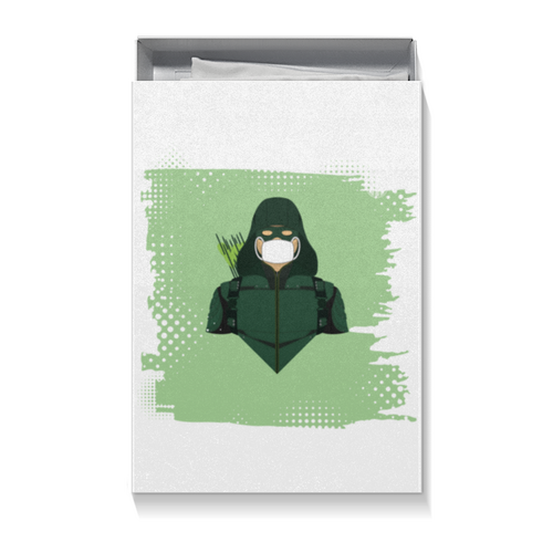 Заказать подарочную упаковку в Москве. Коробка для футболок Зеленая стрела (Коллекция: Герои носят маски) от GeekFox  - готовые дизайны и нанесение принтов.
